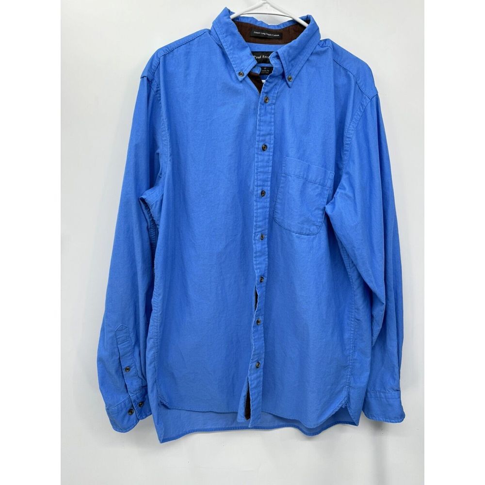 Paul Fredrick LT Corduroy Button Down Shirt Mens Blue Long Staple Cotton Classic